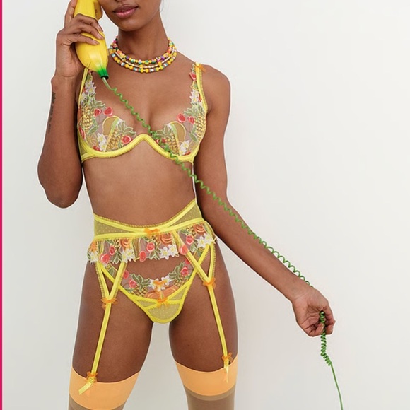 New! For love and lemons Mirabelle Underwire Bra cherry pineapple 24550 - Picture 5 of 12